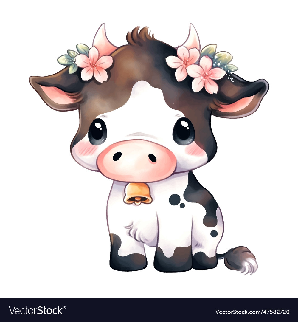 Cow watercolor tender warm colors appeasement Vector Image