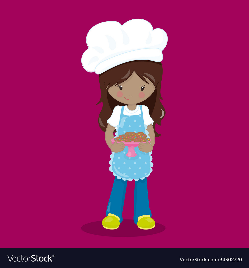 Girl bakers mulatto long brown hair cookies 07