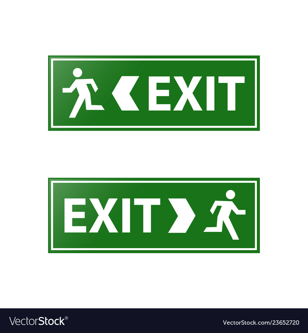 Green emergency exit sign Royalty Free Vector Image