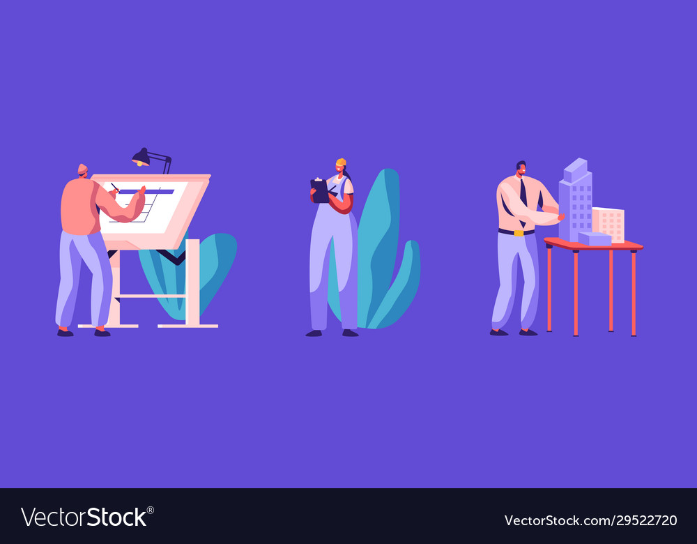 Set building and engineering construction works Vector Image