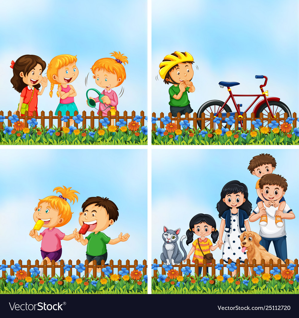 Set scenes with people Royalty Free Vector Image