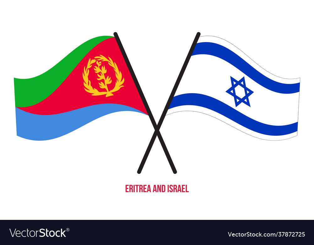 Eritrea and israel flags crossed waving flat