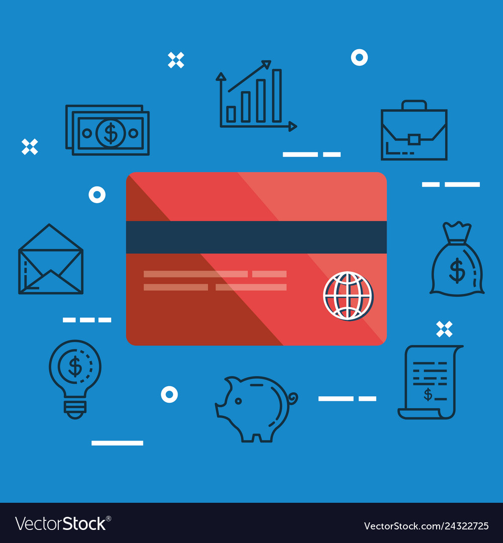 Finance credit card with money bag Royalty Free Vector Image