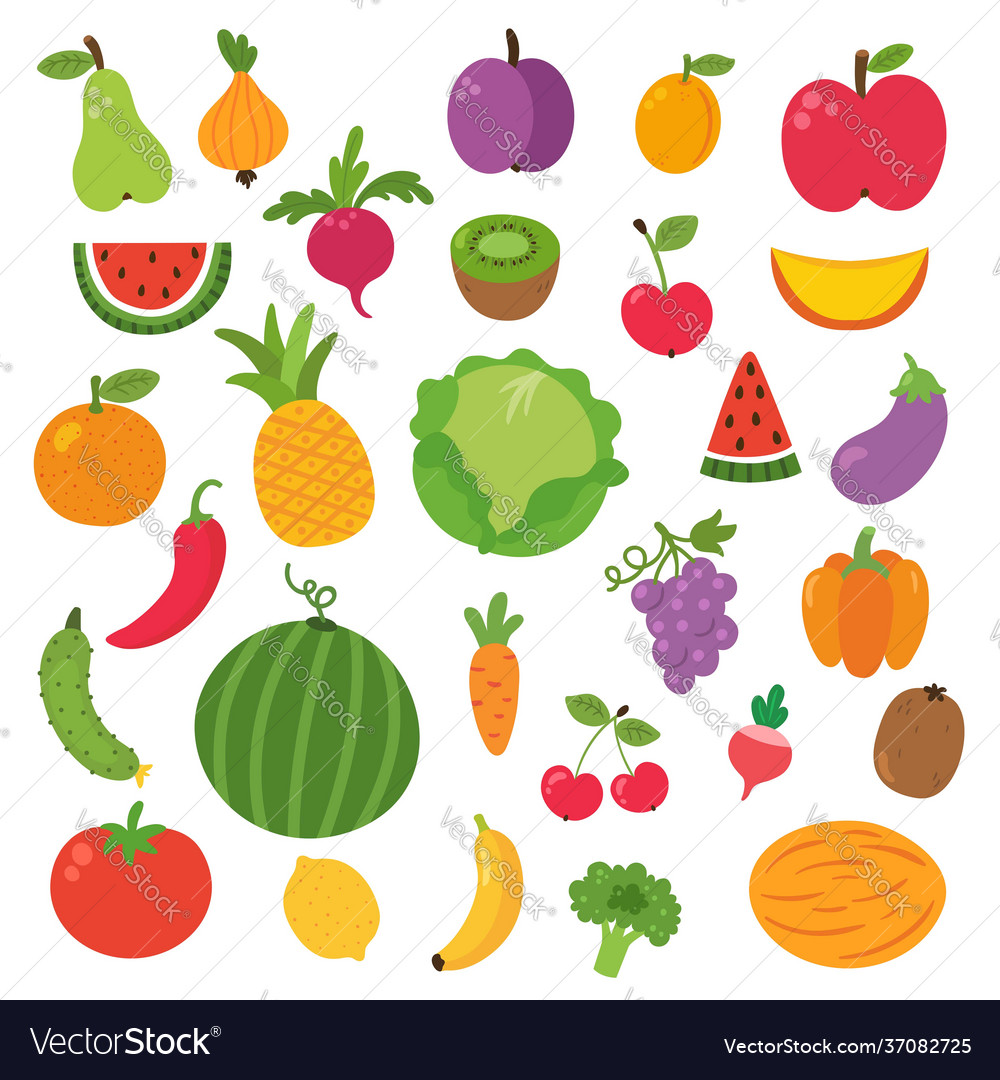 Fruit set on white background for kids Royalty Free Vector