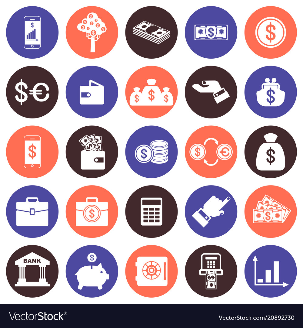 Financial flat icons set Royalty Free Vector Image