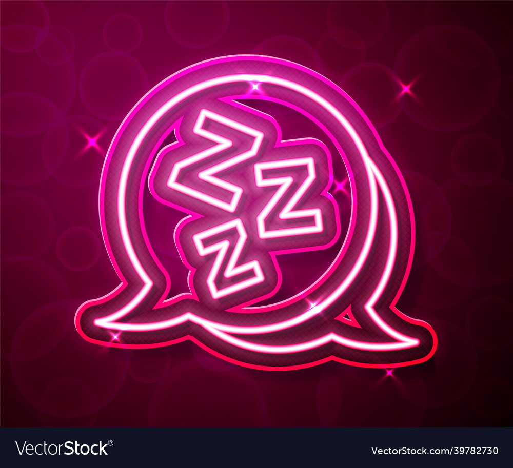 Glowing neon line sleepy icon isolated on red Vector Image