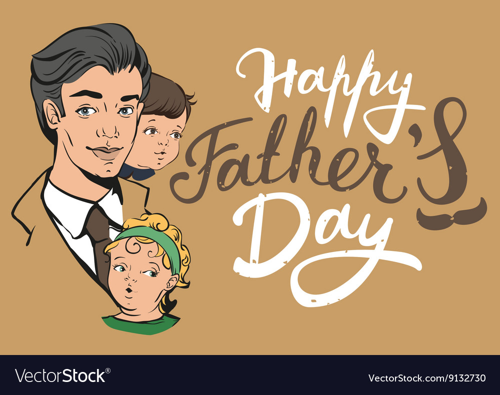 Happy fathers day lettering text for greeting Vector Image