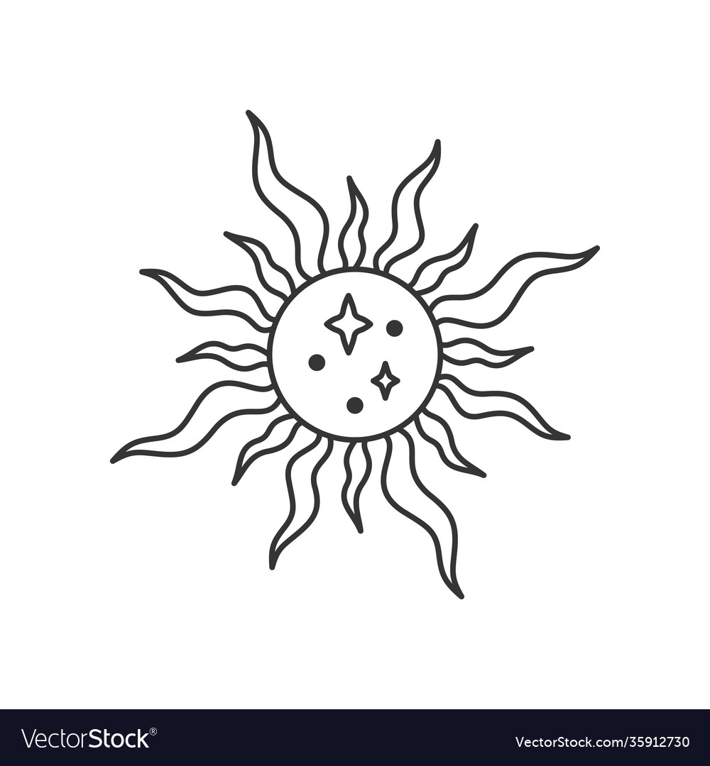 Sun with night star Royalty Free Vector Image - VectorStock