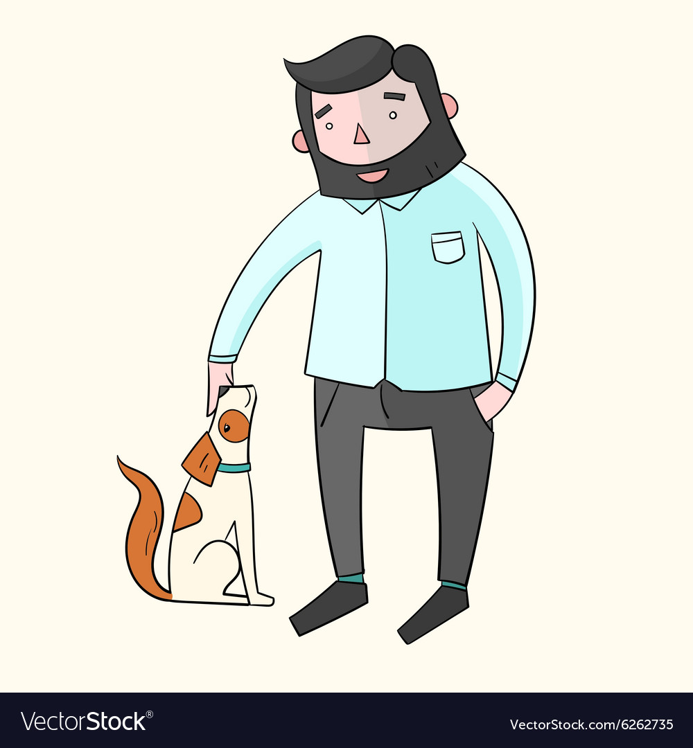 Businessman hipster man with dog color