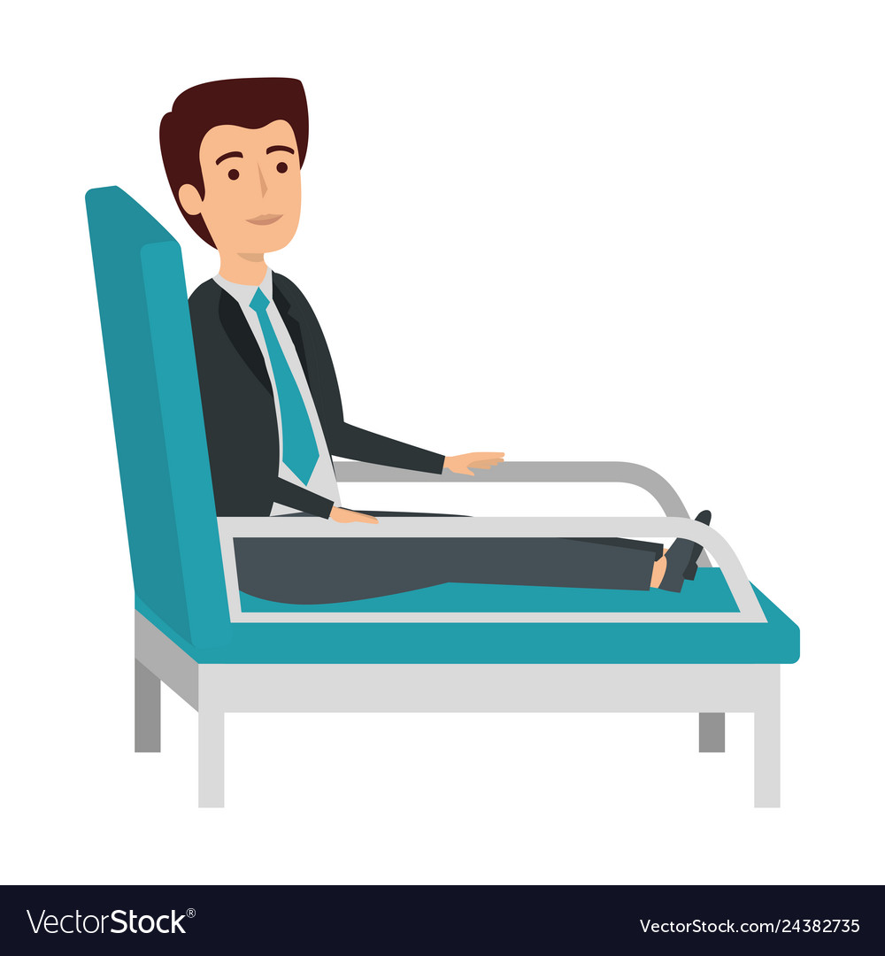 Businessman sitting in psychiatrist chair