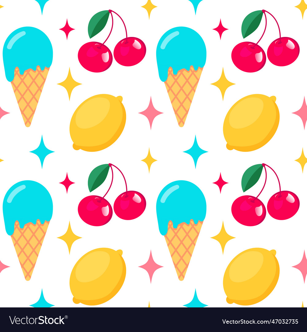 Colorful seamless summer pattern with ice cream