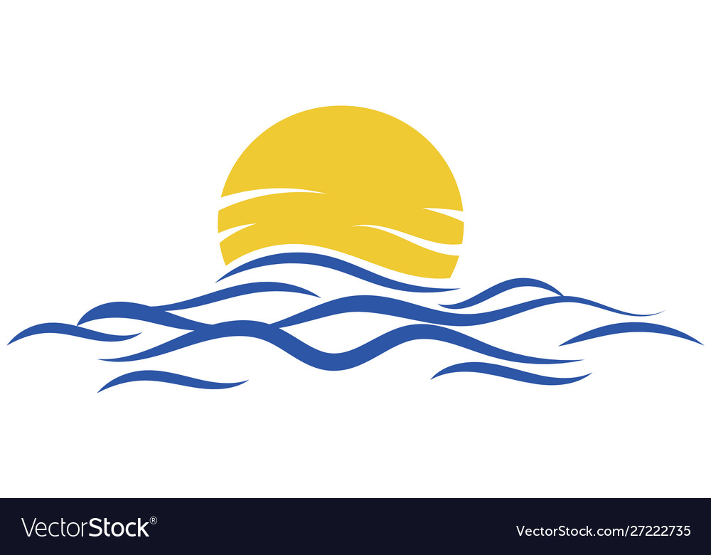 Sea wave and sun stylized Royalty Free Vector Image