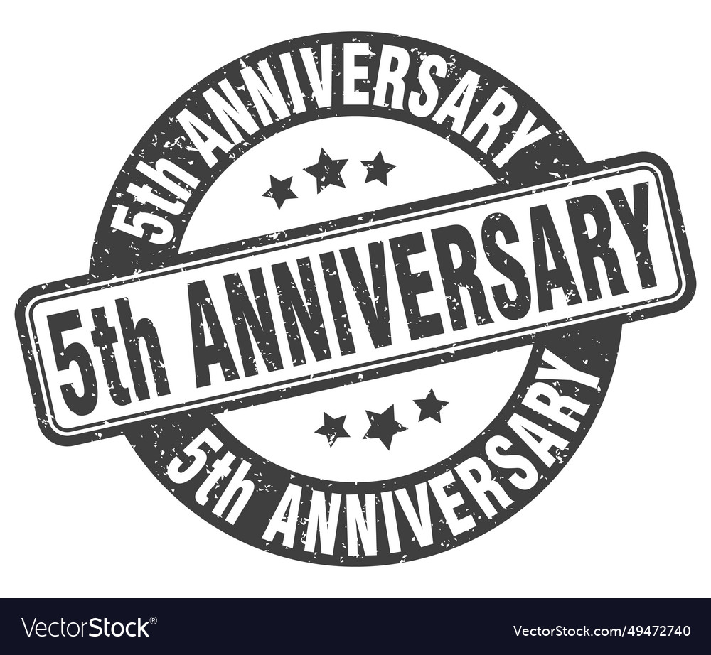 5th anniversary stamp label round Royalty Free Vector Image