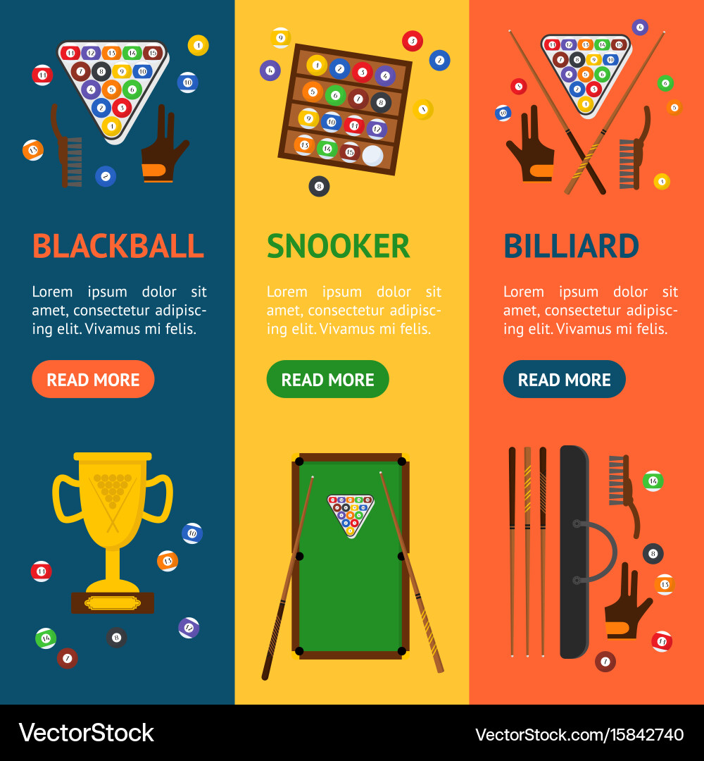 Billiard game equipment banner vertical set Vector Image