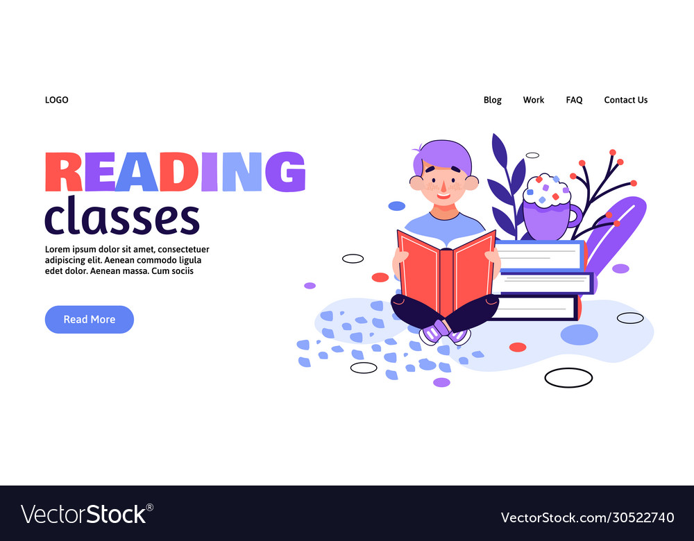 Reading classes banner with little child sketch