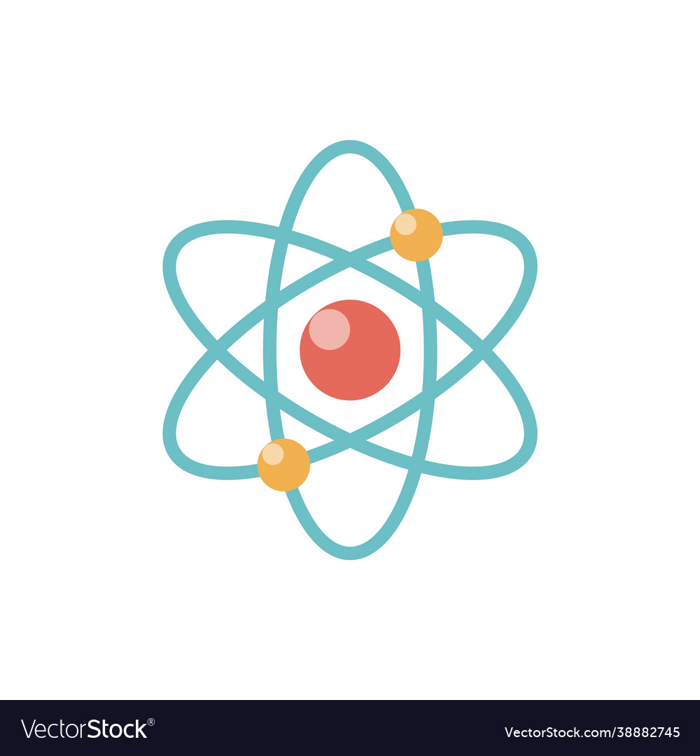 Atom flat icon on white background Royalty Free Vector Image