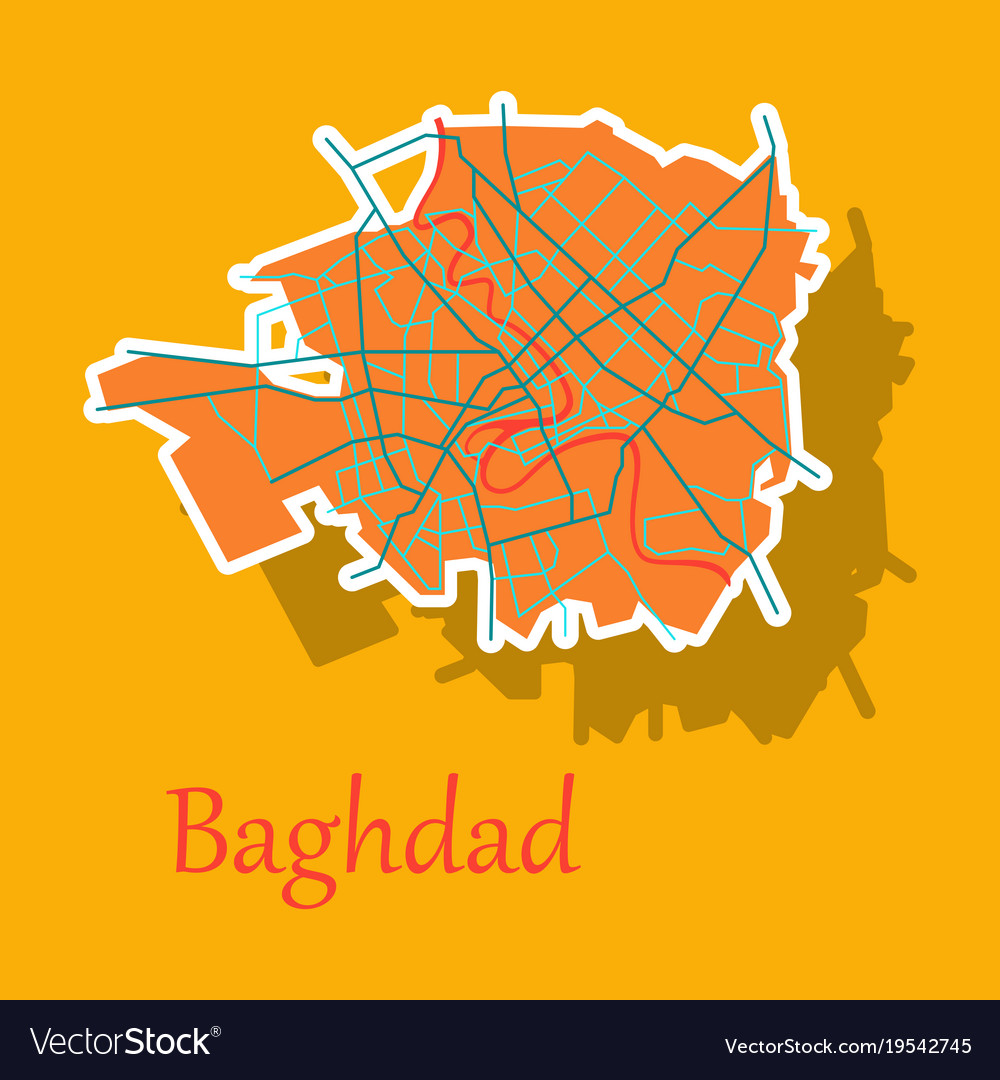 Baghdad city map - iraq sticker isolated