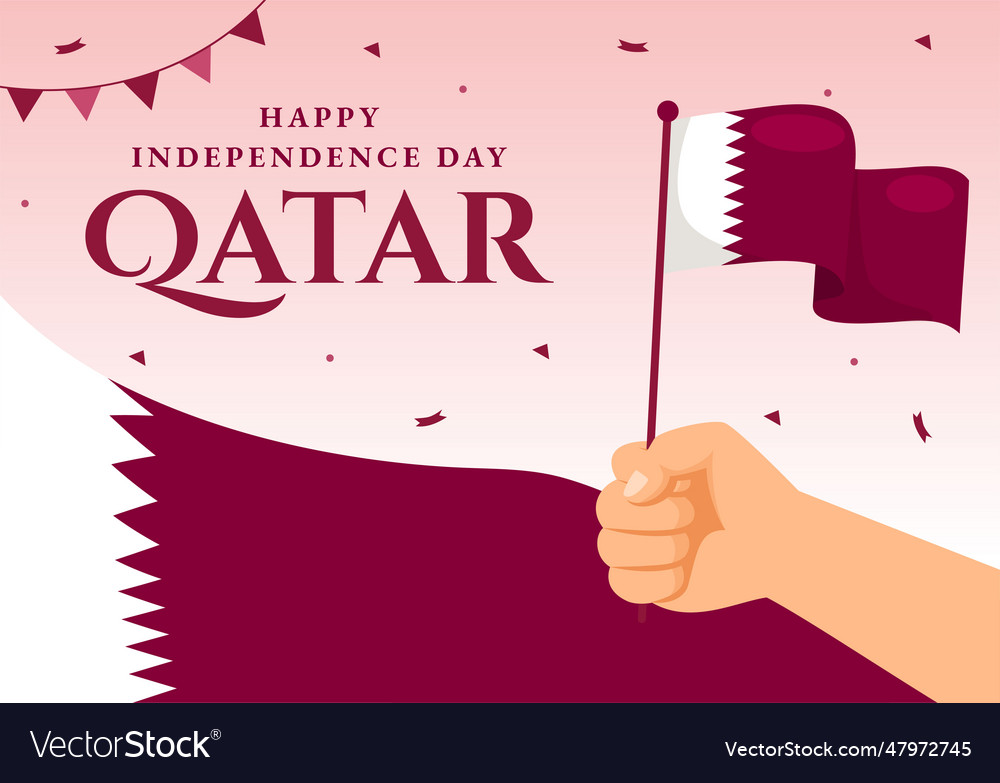 Happy qatar independence day on 3 september Vector Image