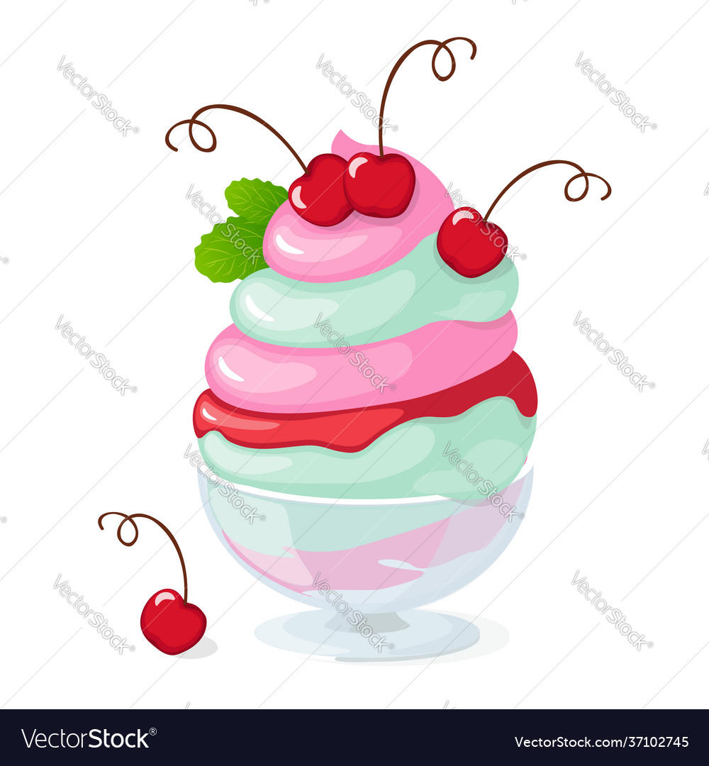 Isolated cherry frozen yogurt or ice cream