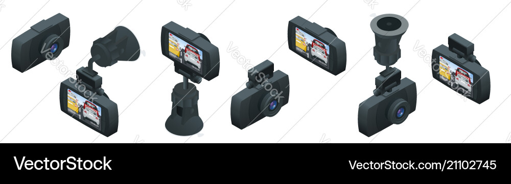 Isometric car dvr portable mobile video camera Vector Image