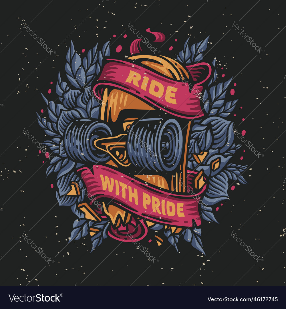 Ride with pride for t shirt design Royalty Free Vector Image