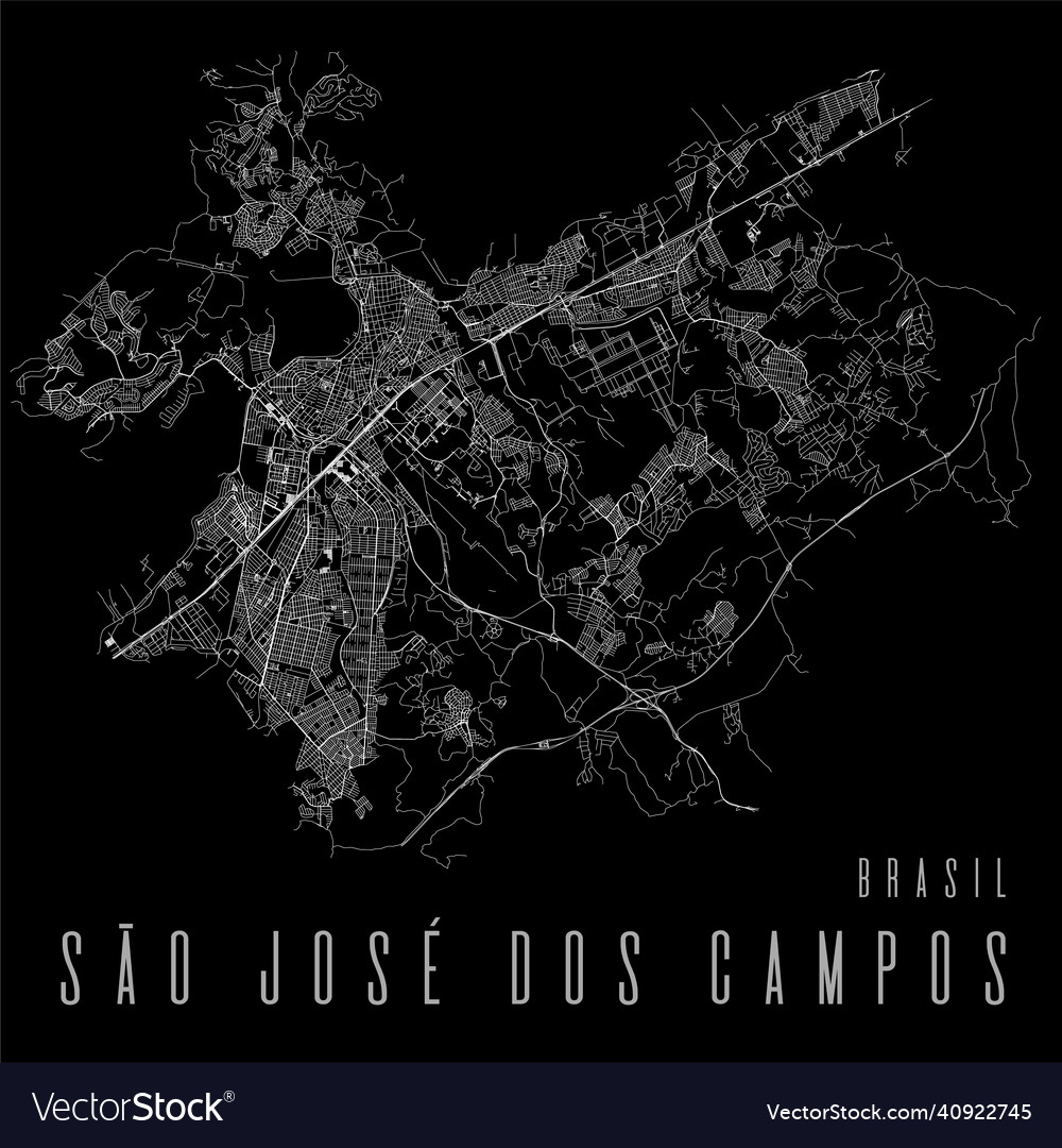 Sao jose dos campos city map poster brazil