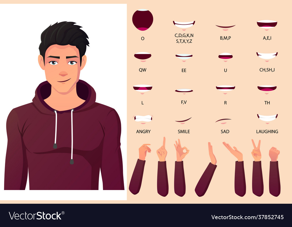 White man mouth animation pack with lip syncing Vector Image White man mouth animation pack with lip syncing Vector Image