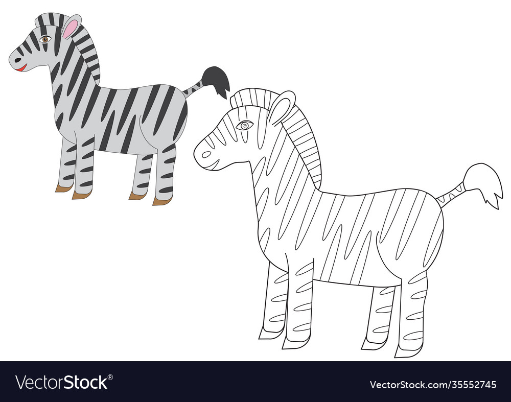 Zebra animal colorful and in black with white Vector Image