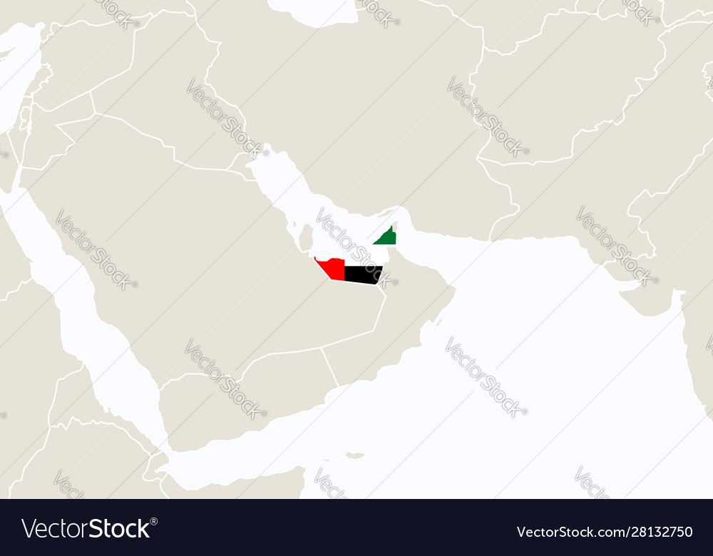 Asia with highlighted united arab emirates map Vector Image