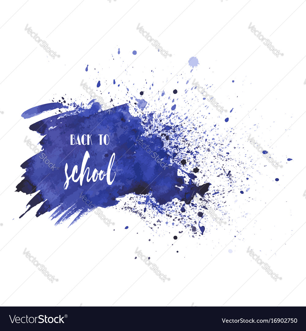 Back to school ink watercolor navy blue splash