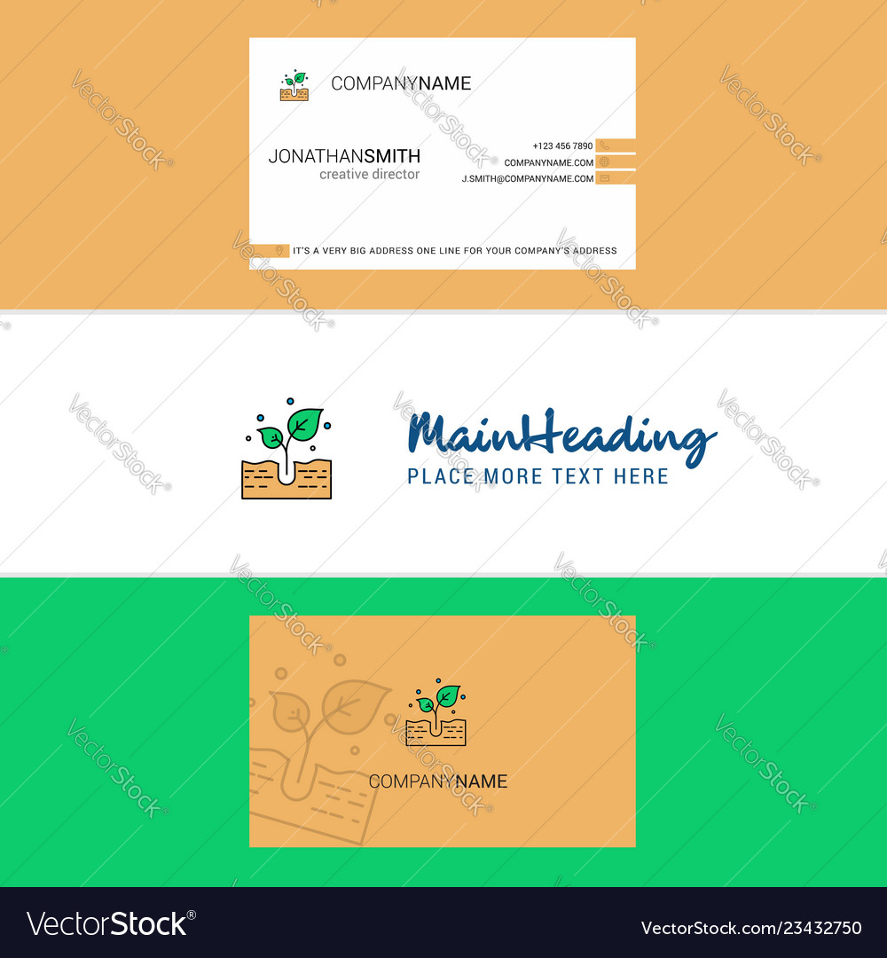 Beautiful plant logo and business card vertical