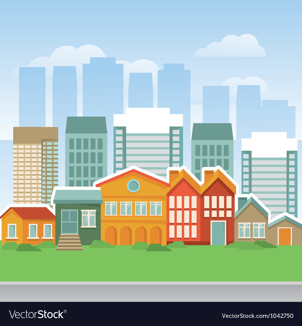 city with cartoon houses and buidings royalty free vector cartoon images of houses