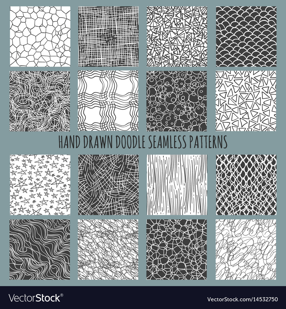 Hand Drawn Doodle Thin Line Patterns Royalty Free Vector