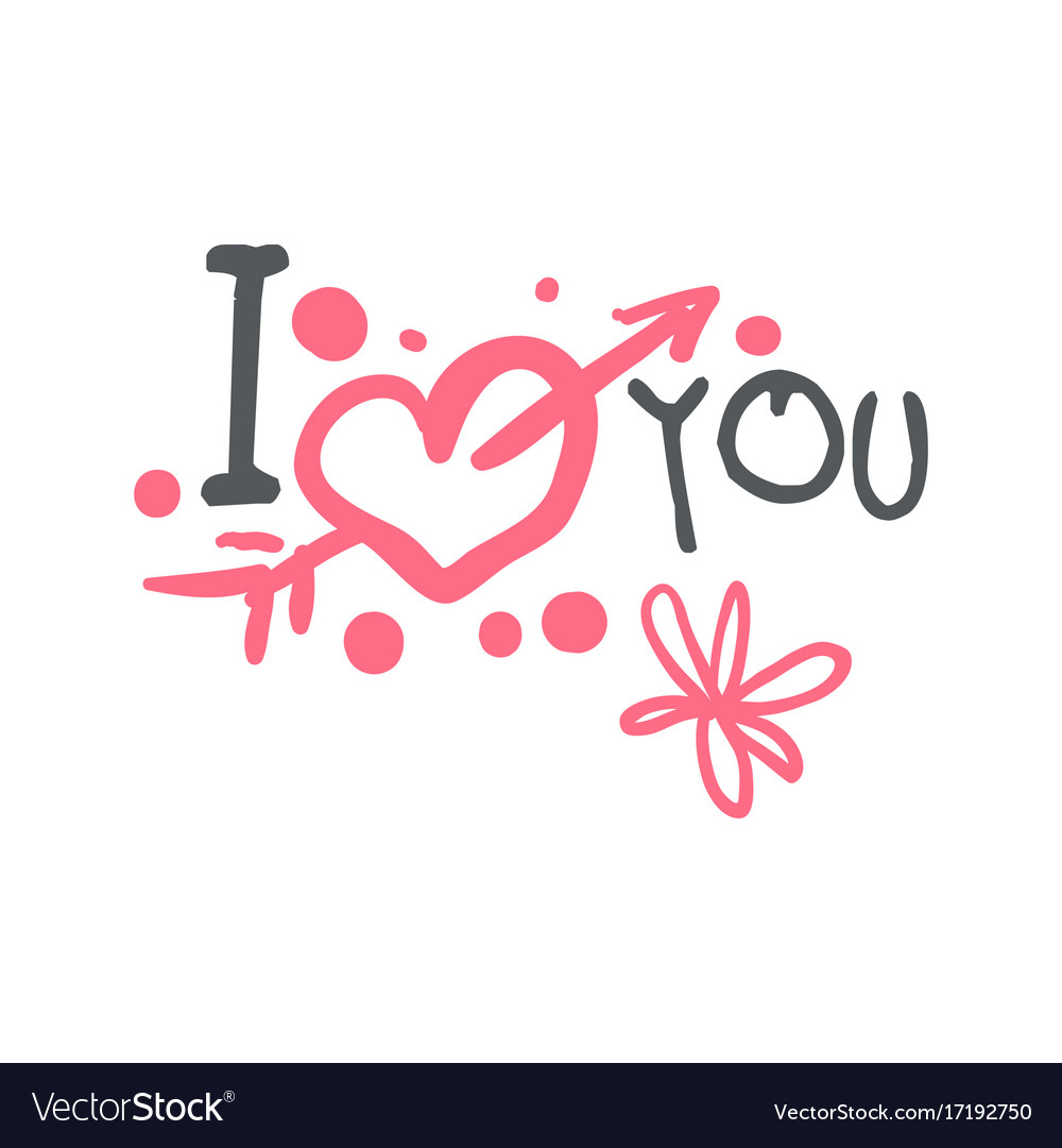 I love you logo template colorful hand drawn Vector Image