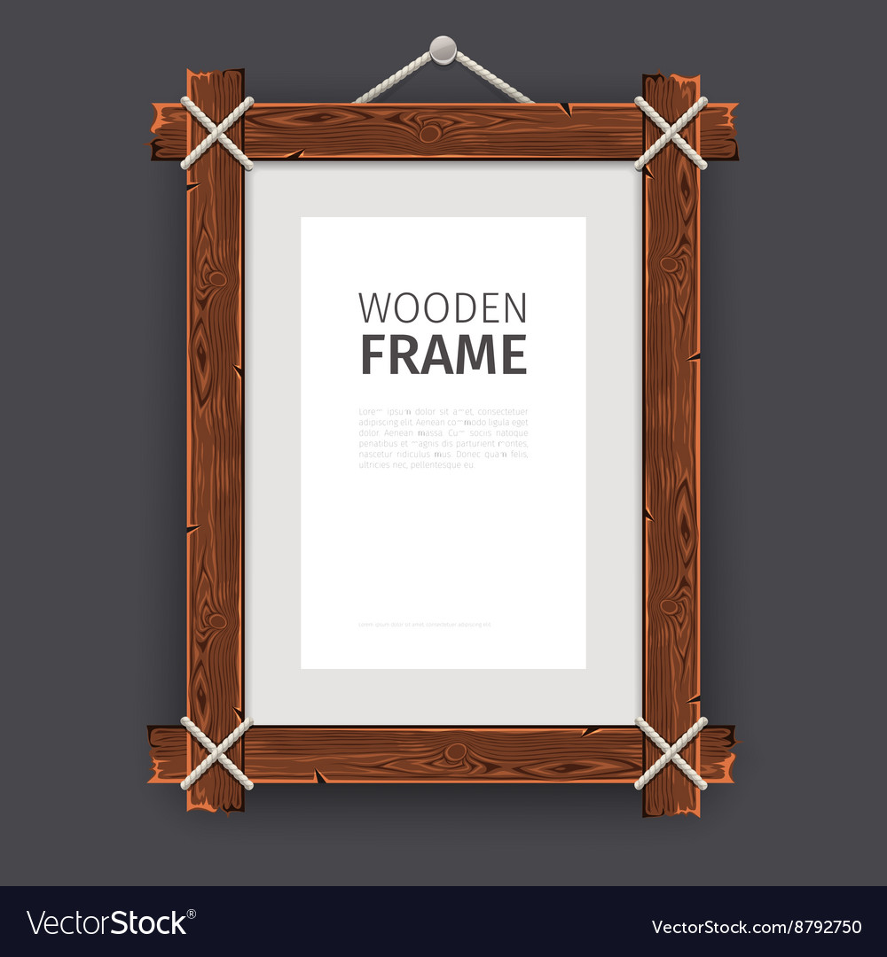 Old wooden rectangle frame Royalty Free Vector Image