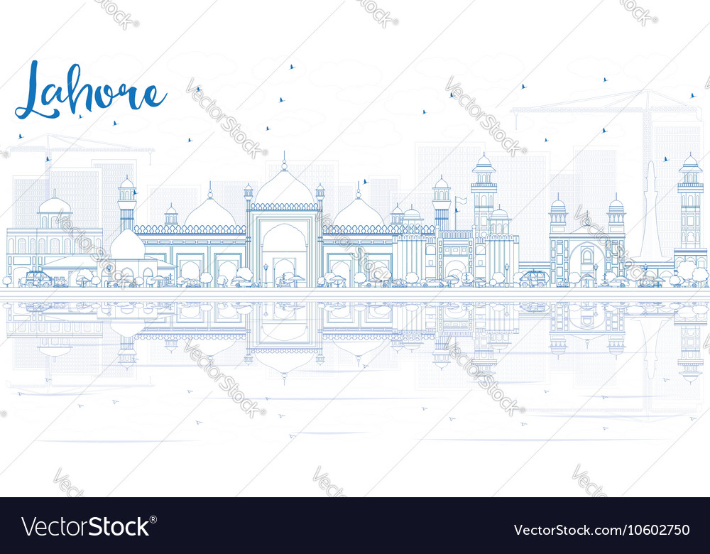 Outline Lahore Skyline With Blue Landmarks Vector Image