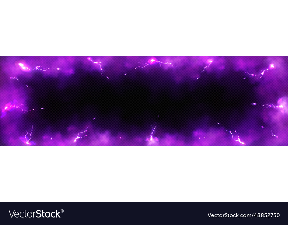 Purple lightning and smoke effect frame background