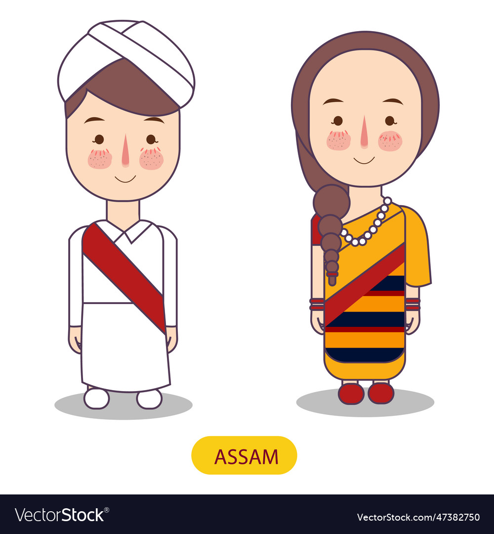 White and yellow color assamese traditional sari Vector Image