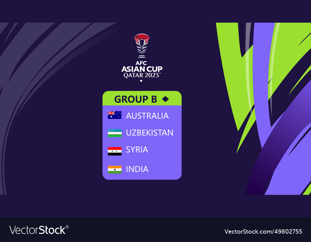 Afc asian cup qatar 2023 group b teams flags asia Vector Image