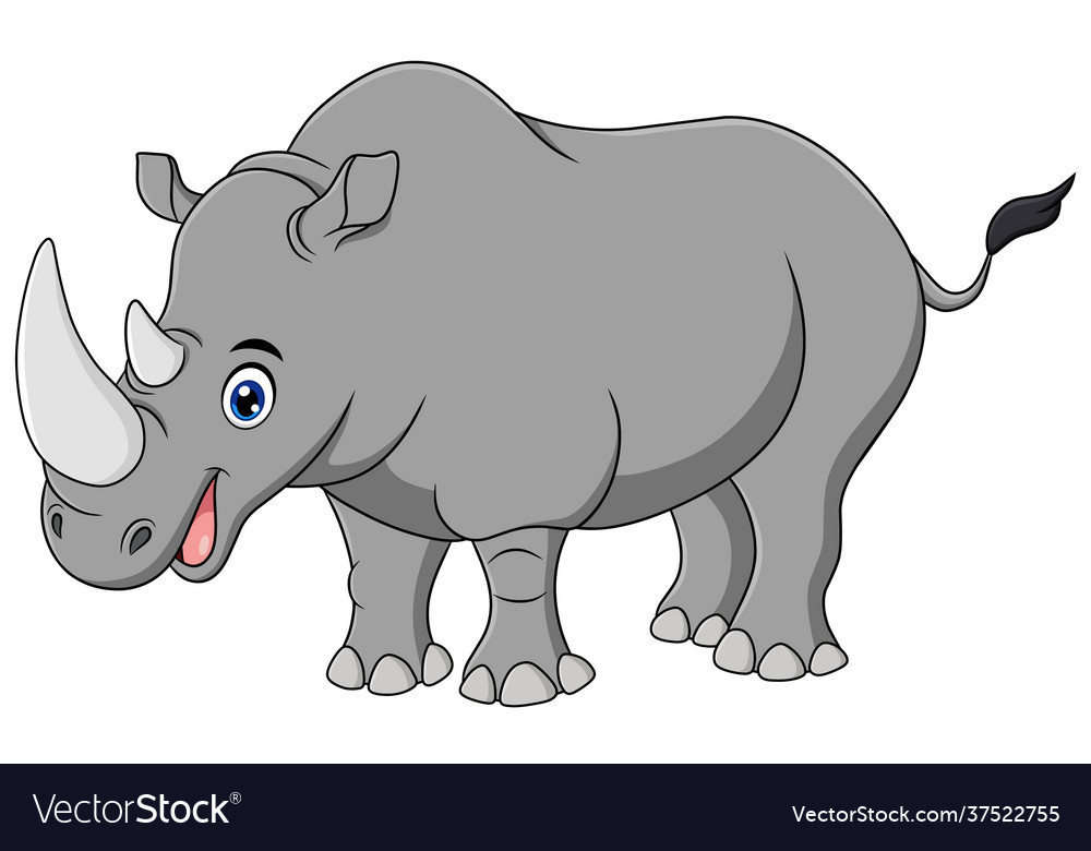 Cute rhinoceros animal cartoon Royalty Free Vector Image