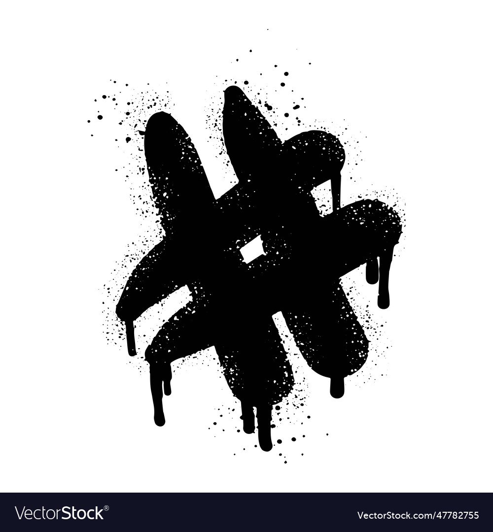 Doodle element hashtag icon spray painted Vector Image