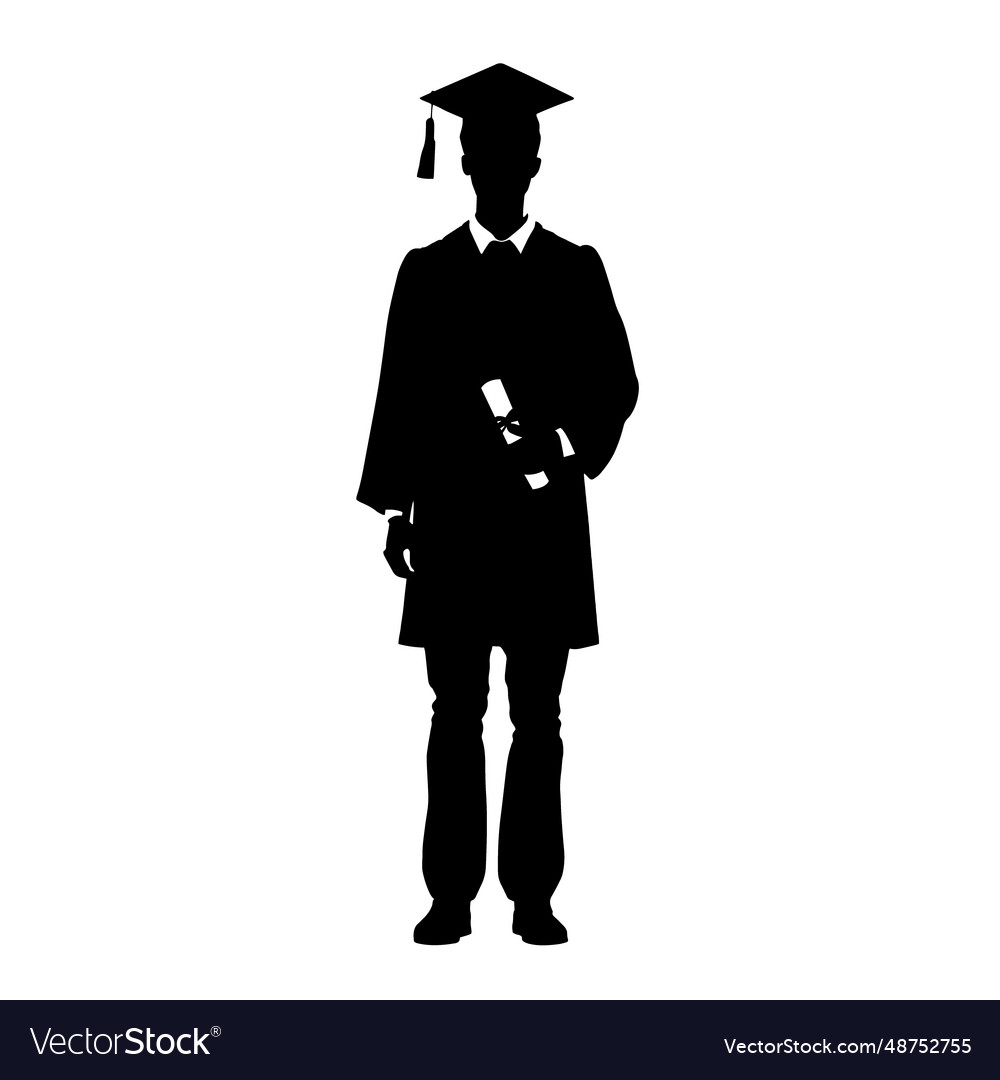 Graduate silhouette graduated at university Vector Image