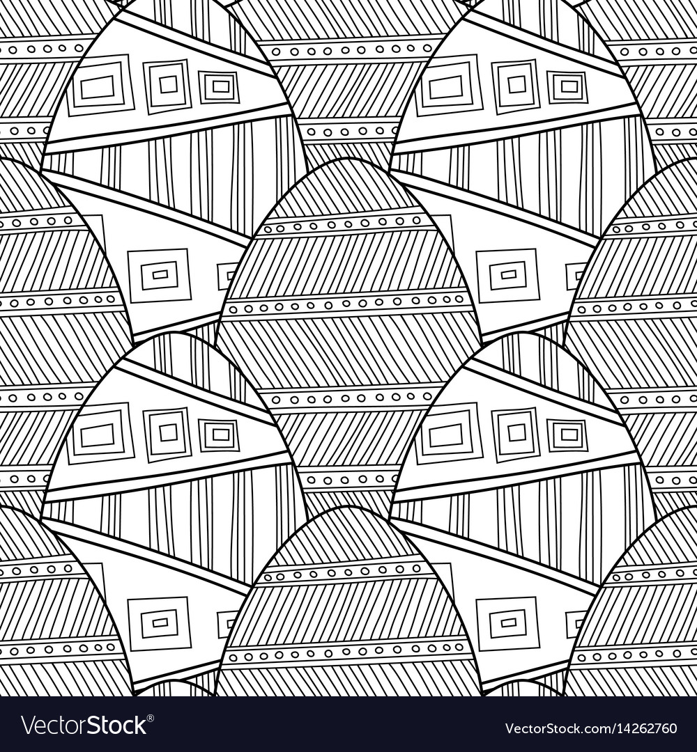 Black white seamless pattern of decorative eggs