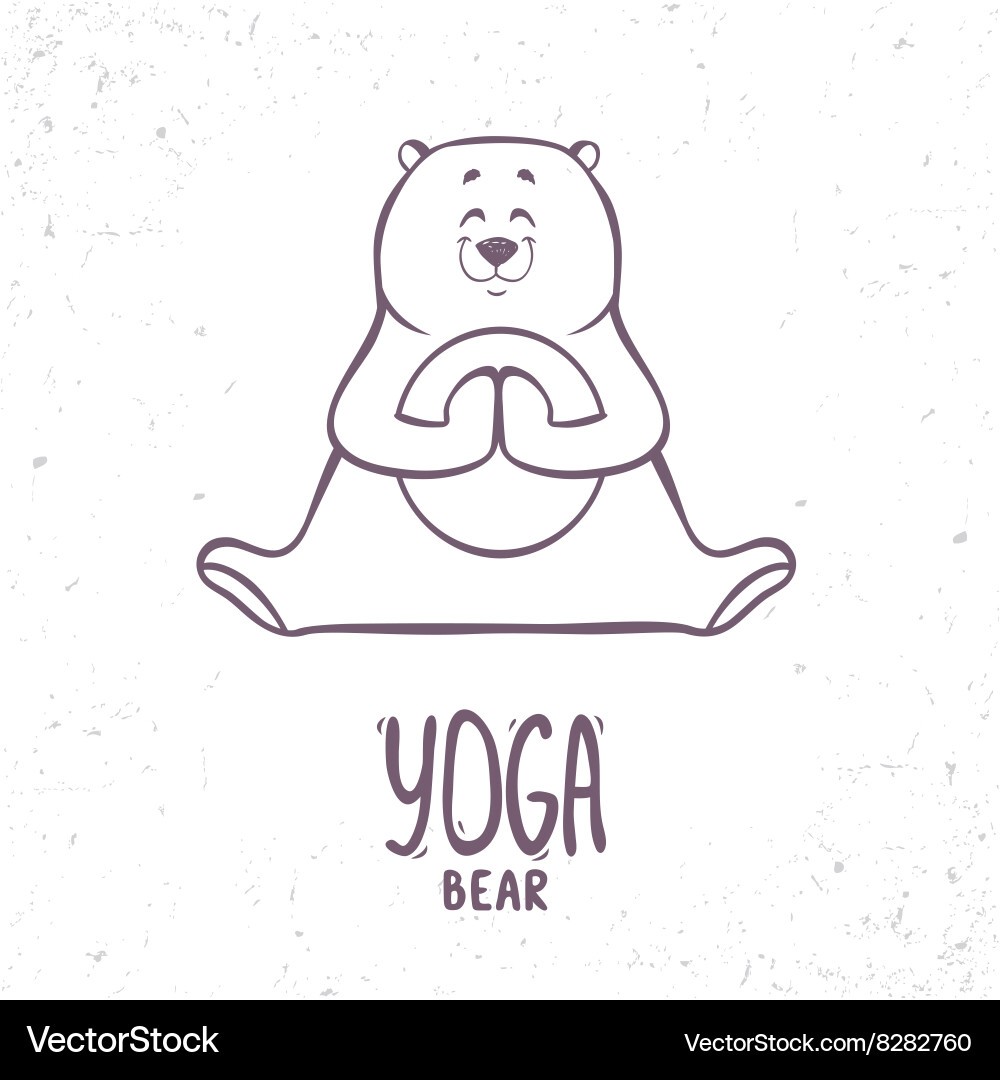 Cute silhouette yoga bear Royalty Free Vector Image