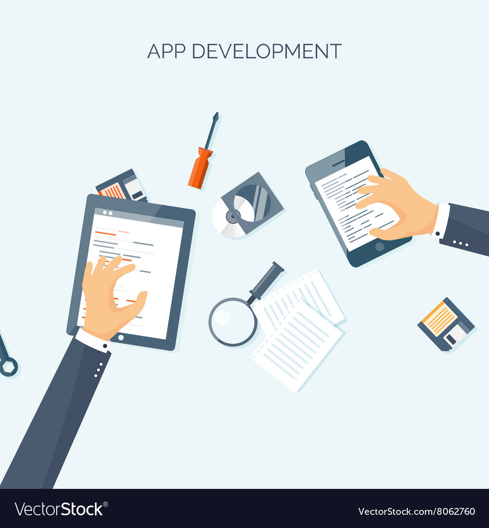 Flat header programming Royalty Free Vector Image
