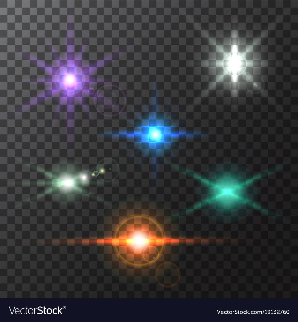 Glowing lights and stars colorful bright lens Vector Image