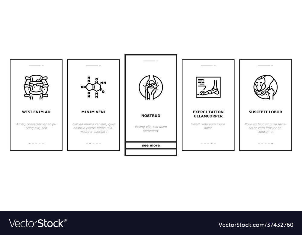 Gout health disease onboarding icons set