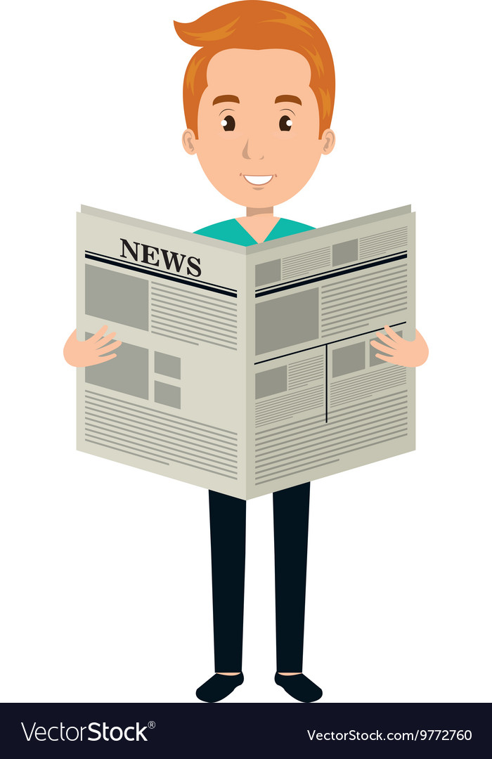 Man reading newspaper cartoon design Royalty Free Vector