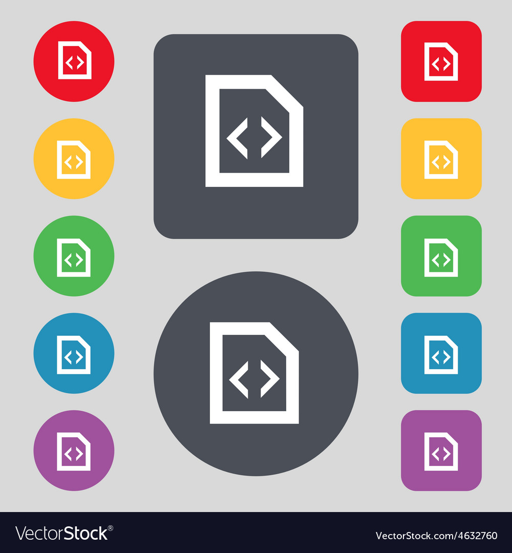 Programming code icon sign a set of 12 colored Vector Image