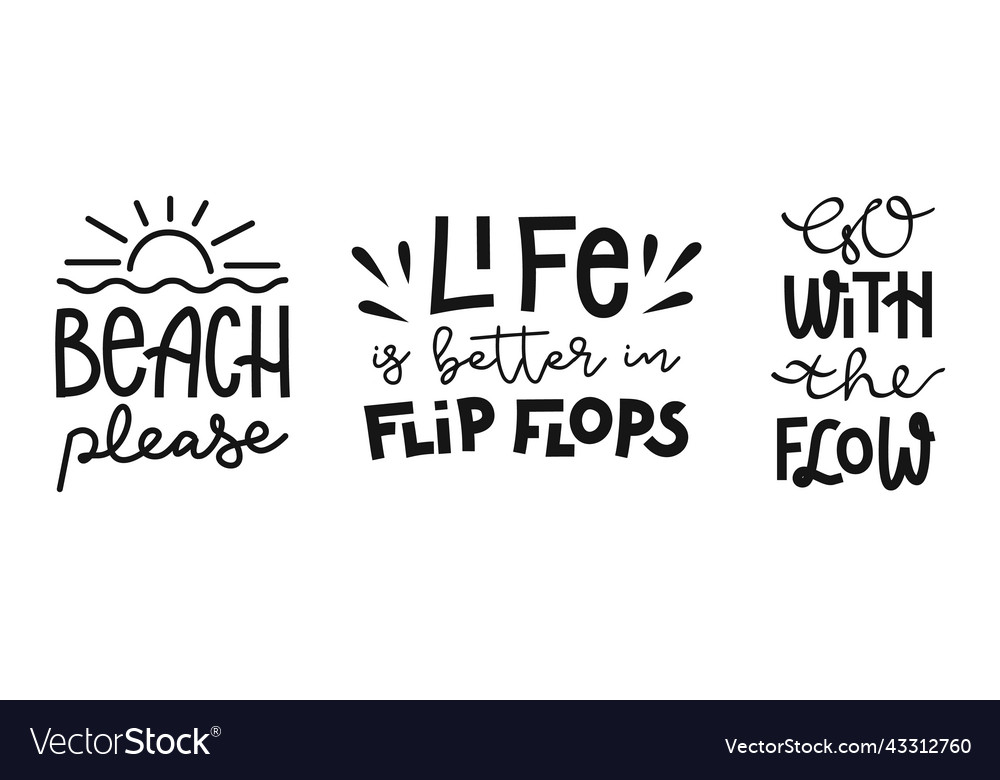 Set of hand drawn lettering compositions about vector image Set of hand drawn lettering compositions about